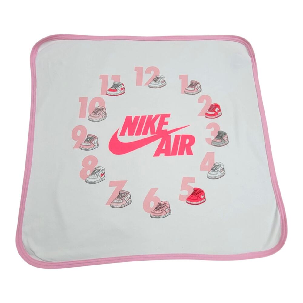 Nike Air Baby Blanket Milestone Monthly Clock Sneaker AF1 Pink White 0-12M